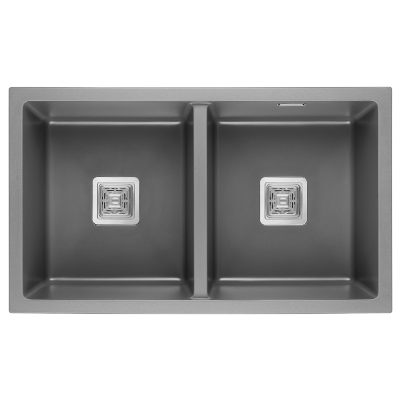 33" Double Single Bowl Undermount Quartz Stone Black Kitchen Sink
