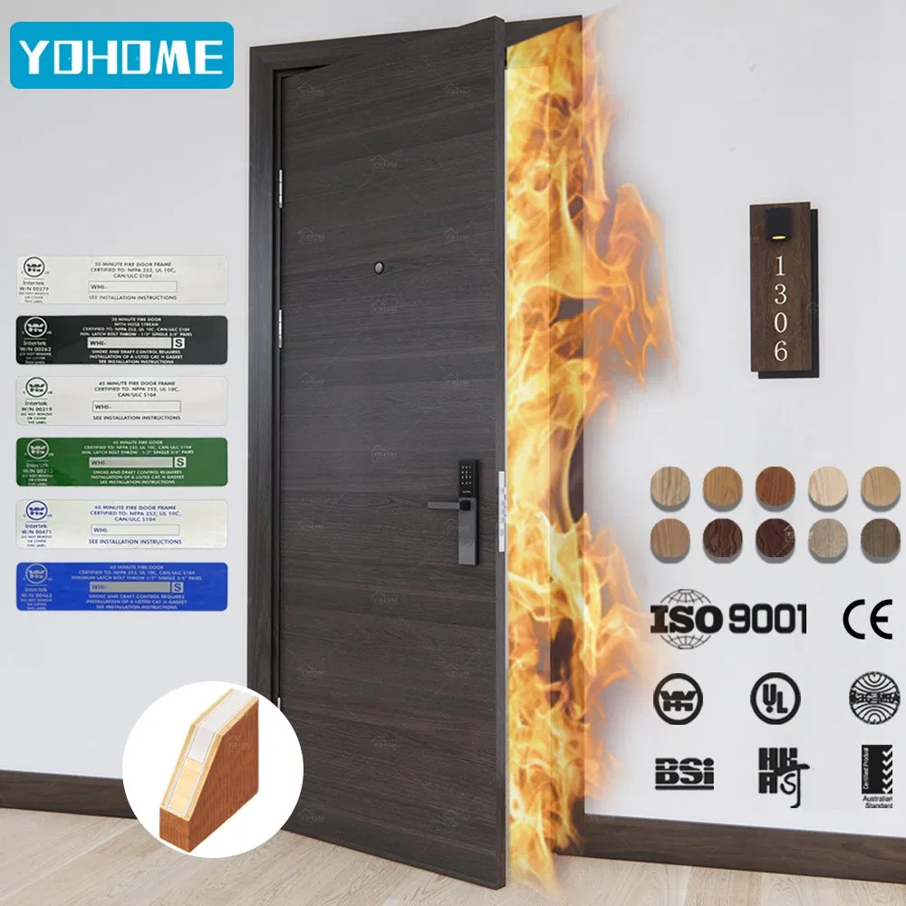 China Top Factory Custom UL/En/BS/as Certified List Hotel Fire Proof Doors for Hotel Room Wooden Fire Rated Doors Hotel Fireproof Doors Wood Fire Doors
