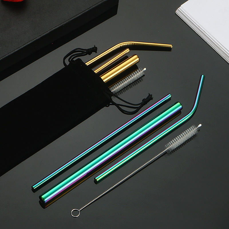 Eco Friendly Reusable Gold Metal Straws Stainless Steel Drinking Straws with Logo