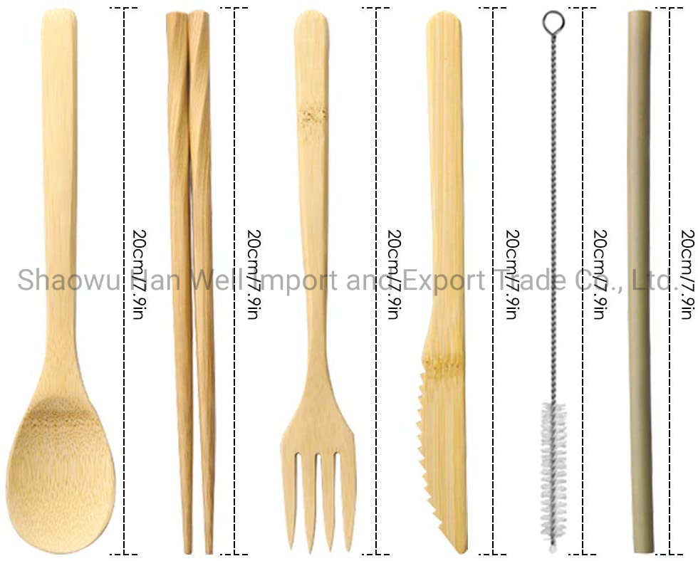 Biodegradable Eco-Friendly Travel Picnic Portable Bamboo Cutlery Set