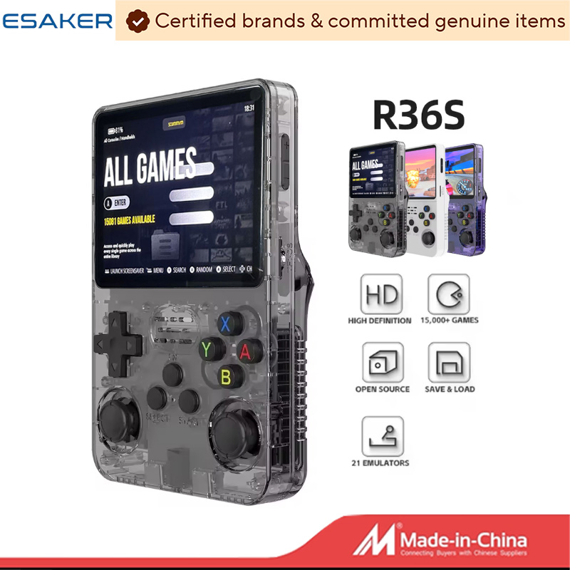 Esaker Original Brands & Committed Genuine R36s Madeinchina Certified Official Supplier Retro Portable Video Handheld Gaming Game Console with 64GB