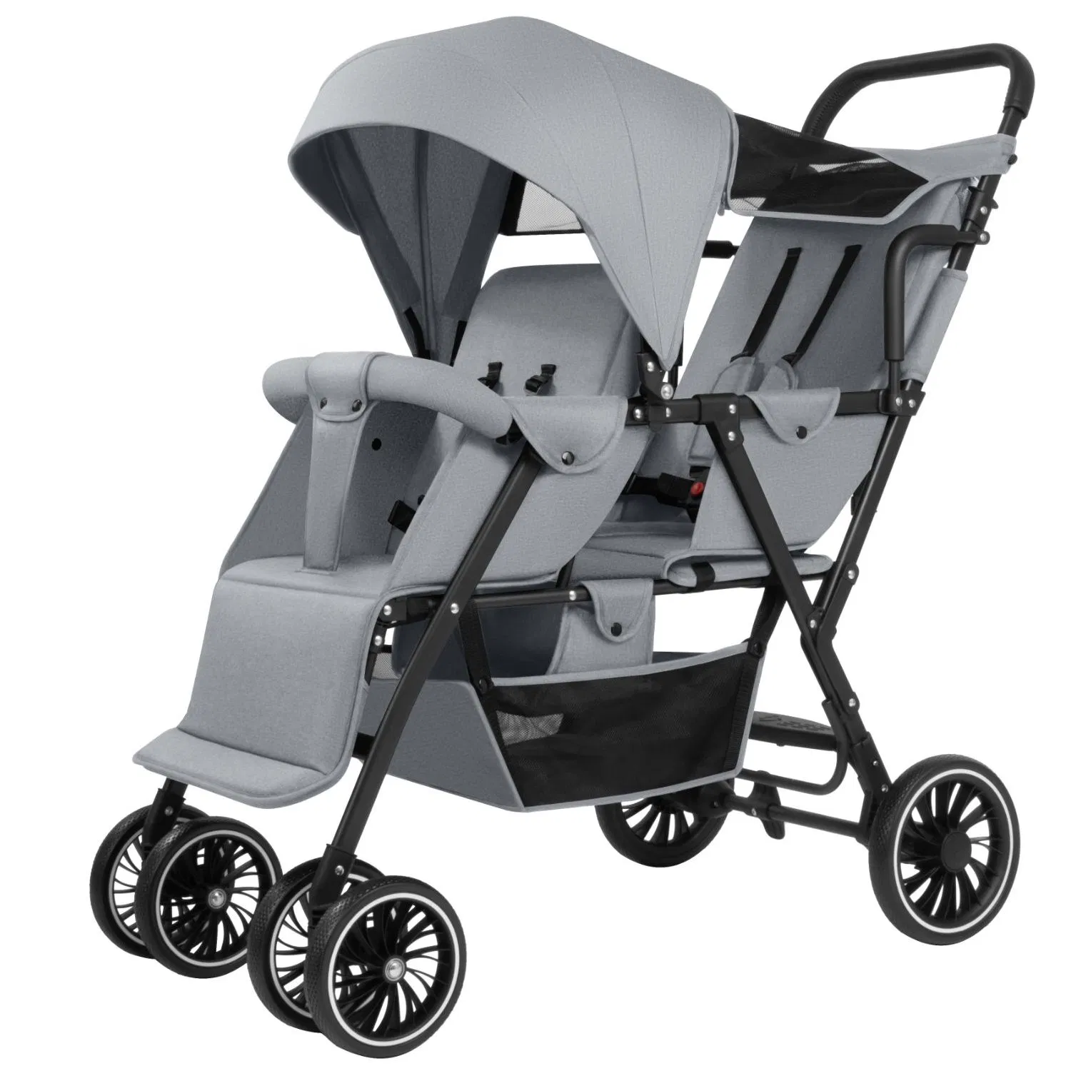 Twin Stroller Lightweight Foldable, Front and Back Seat, 5-Point Harness & All-Terrain Wheels for Infant and Baby