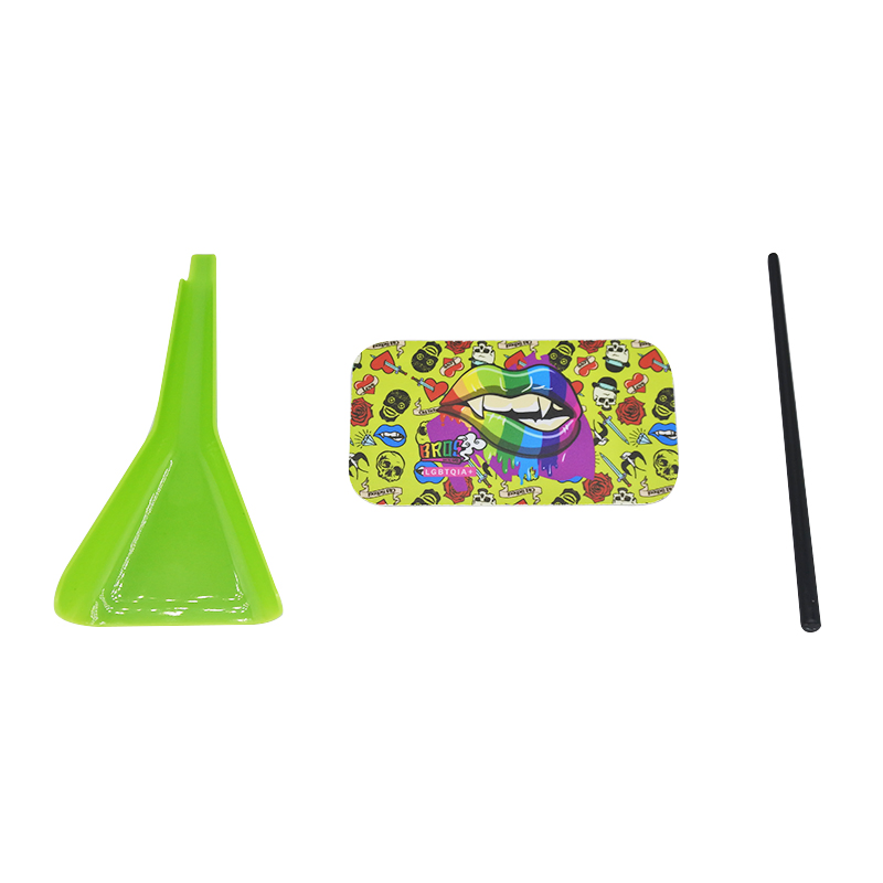 Bros Lip Style Box Set Rolled Cone Rolling Paper of Triangle Funnel + Card + Plastic Strips