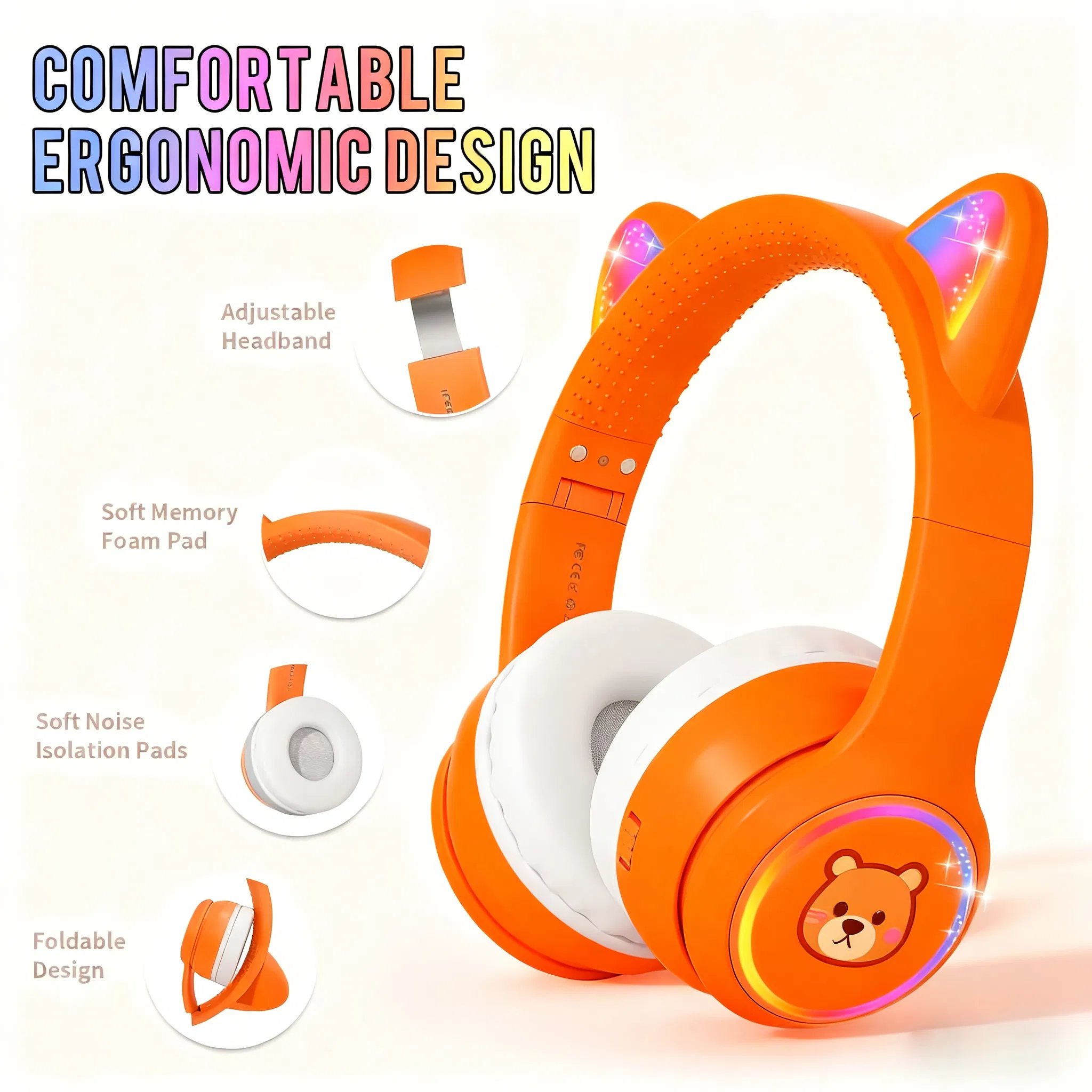 Детские беспроводные наушники с контролем громкости