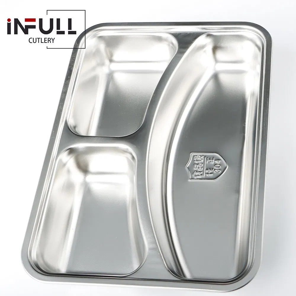 Stainless Steel Divided Plates Compartment Trays Great Size for Kids Portion Control Camping