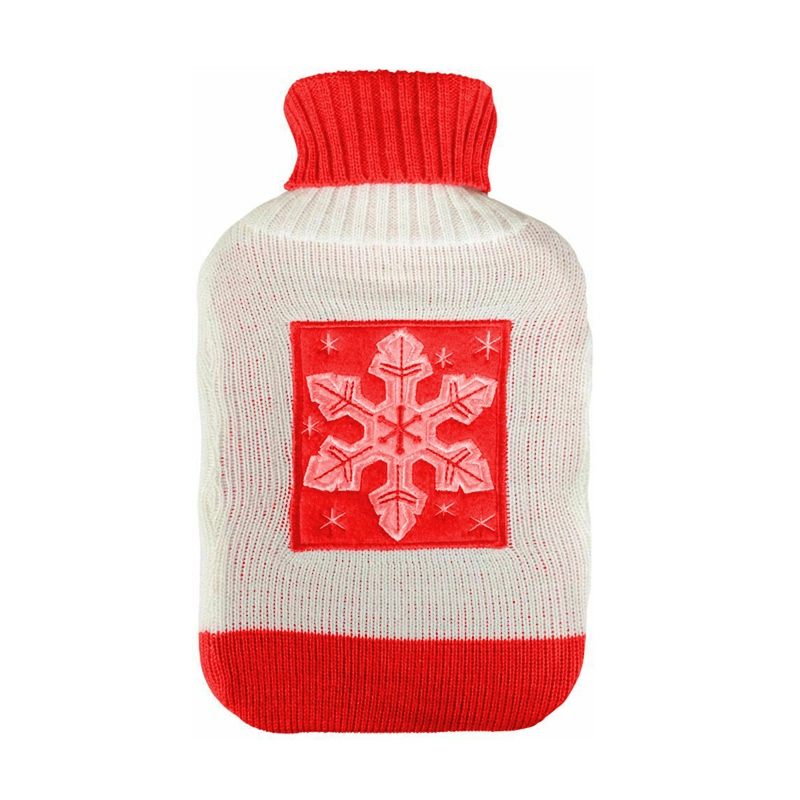 Fashionable Winter Cute Embroidery Double Color Knitted Hot Water Bottle Cover Bag Cover with Custom Logo