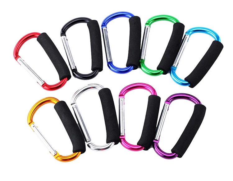 Giant Big Sponge Carabiner Metal Aluminum D-Style Stroller Carabiner Carry Handle with Sponge for Shopping Bags