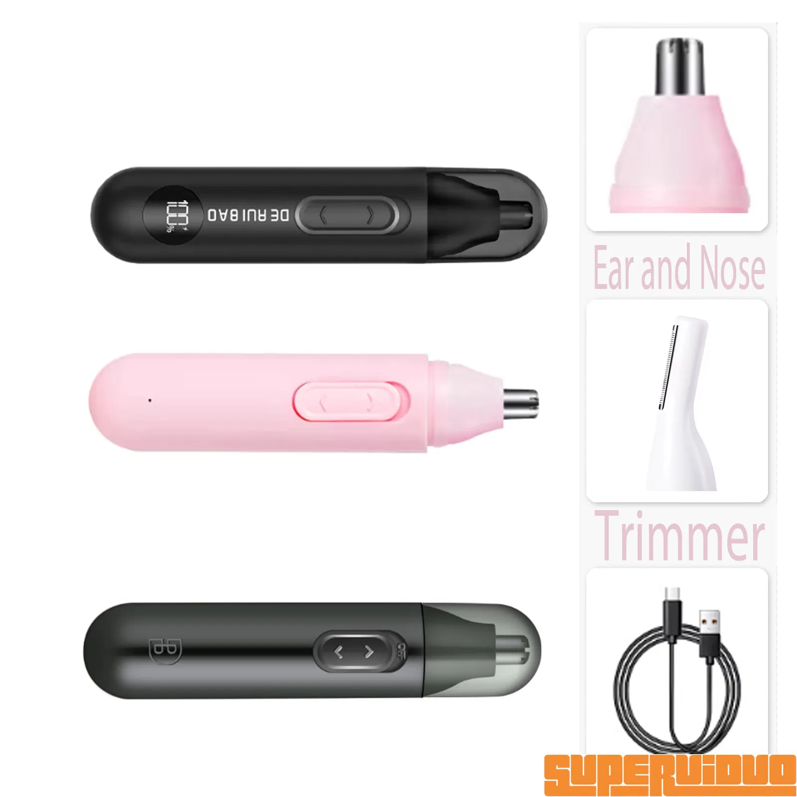 Fast-Charging Type-C Braided Cable Ear and Nose Trimmer