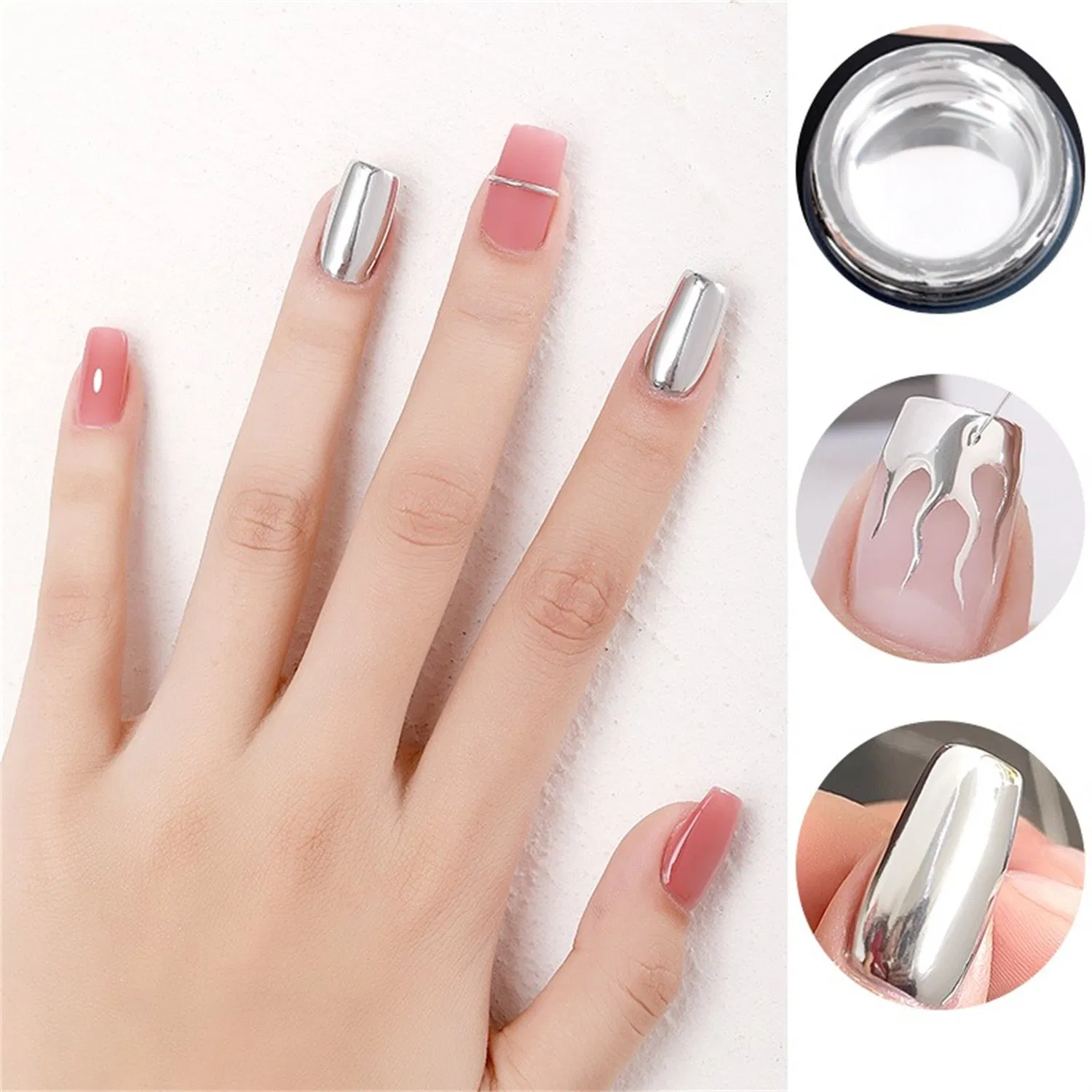 High Density Silver Colour Mirror Chrome Nails Gel Paint Metallic Gel Nail Polish Privatel Label for Sale Nail Gel