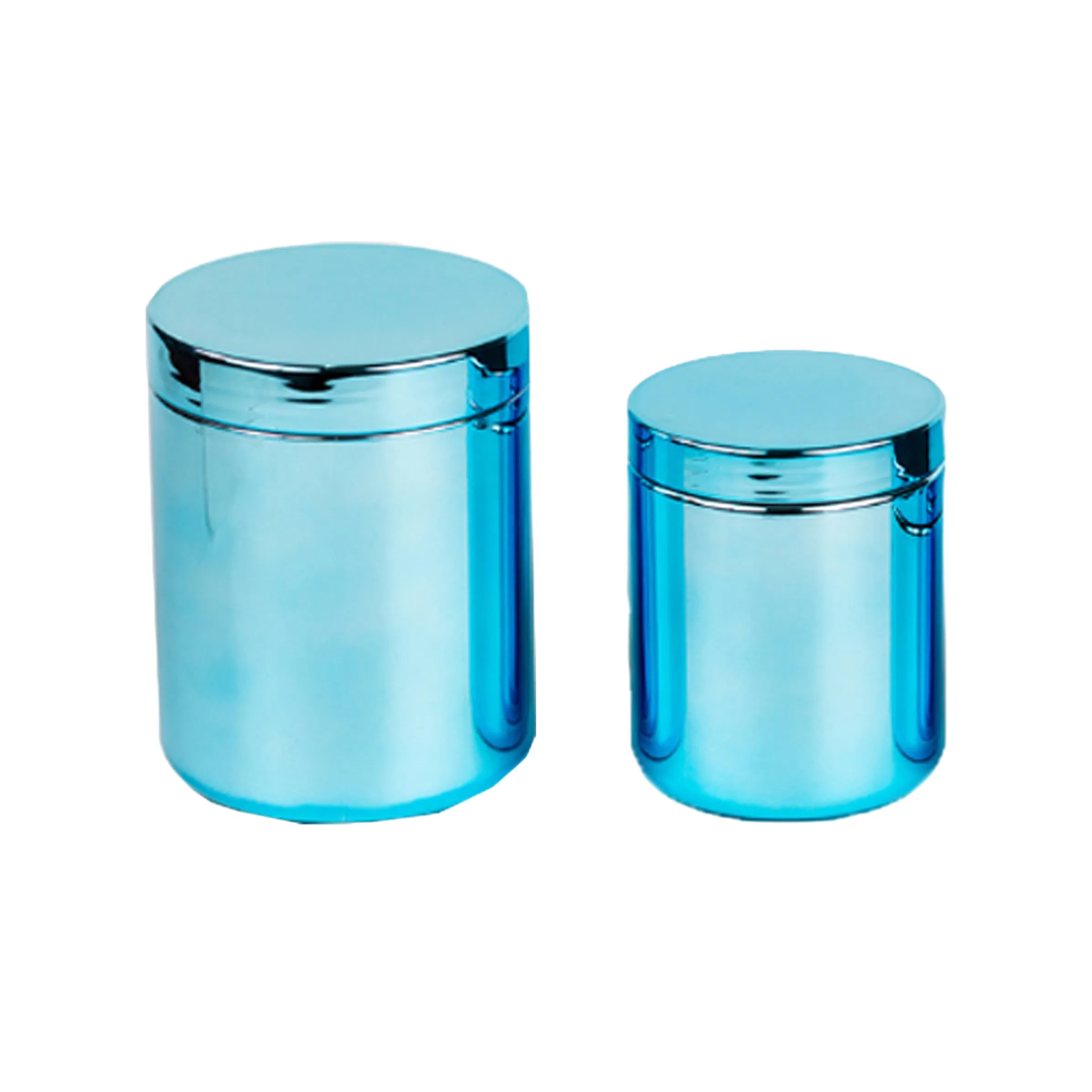 16oz Blue Chromed HDPE Plastic Package Canister with Plastic Lid
