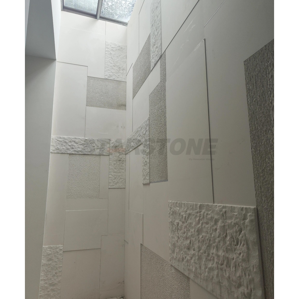 Split Face Limestone White Beige Limestone Stacked Wall Stone Cladding Wall Tile