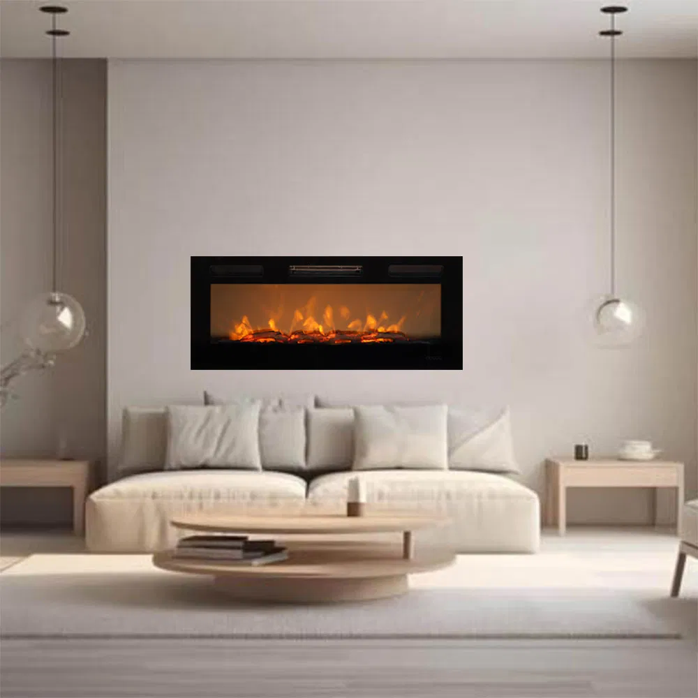 China Factory OEM Custom Wood Burning Wall Mounted Stove Electric Fireplace