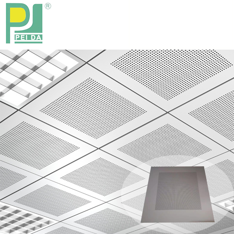 Building Construction Ceiling Material Dark Faux Tin Drop in Acoustic Aluminum Perforated Tiles 60X60