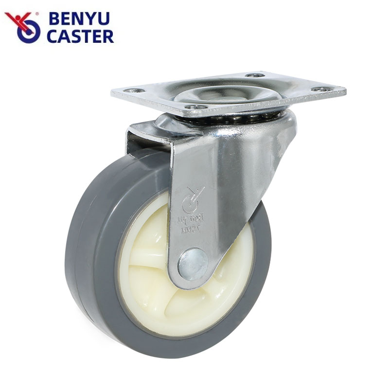 Light Duty Patent Caster Wheel TPU in Gray with Swivel/Fixed/Top Plate