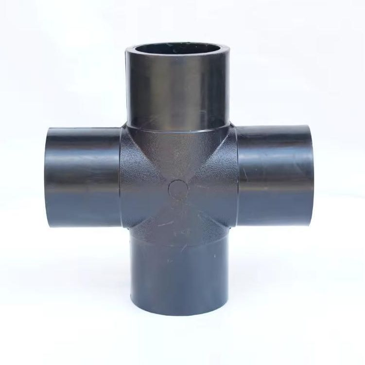 Hot Melt HDPE Pipe Fittings Equal Diameter Cross Tee