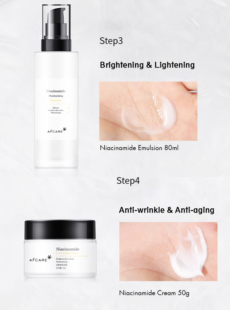 Private Label OEM Moisturizing Anti Wrinkle Anti Aging Niacinamide Whitening Cream Skin Care Set