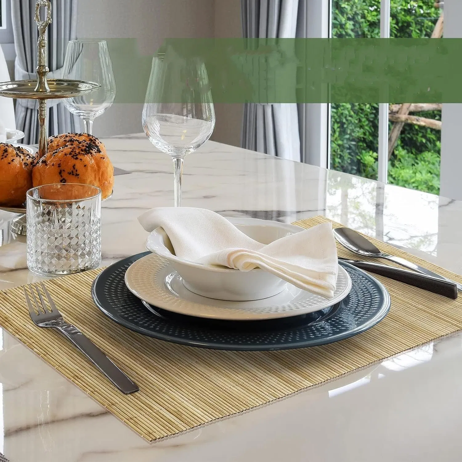 Natural Bamboo Placemat Heat Resistant Washable Table Mat Eco Friendly Dining Use
