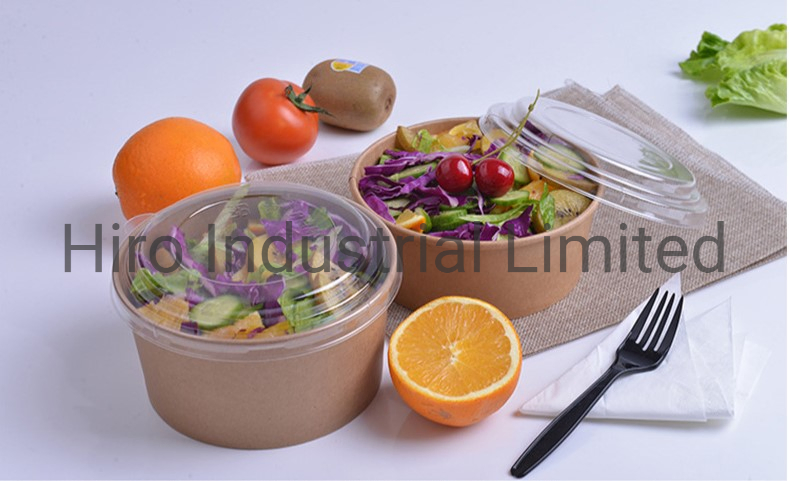 Hot Selling Food Grade Disposable Kraft Paper Bowls with Lids for Salad Cold Food