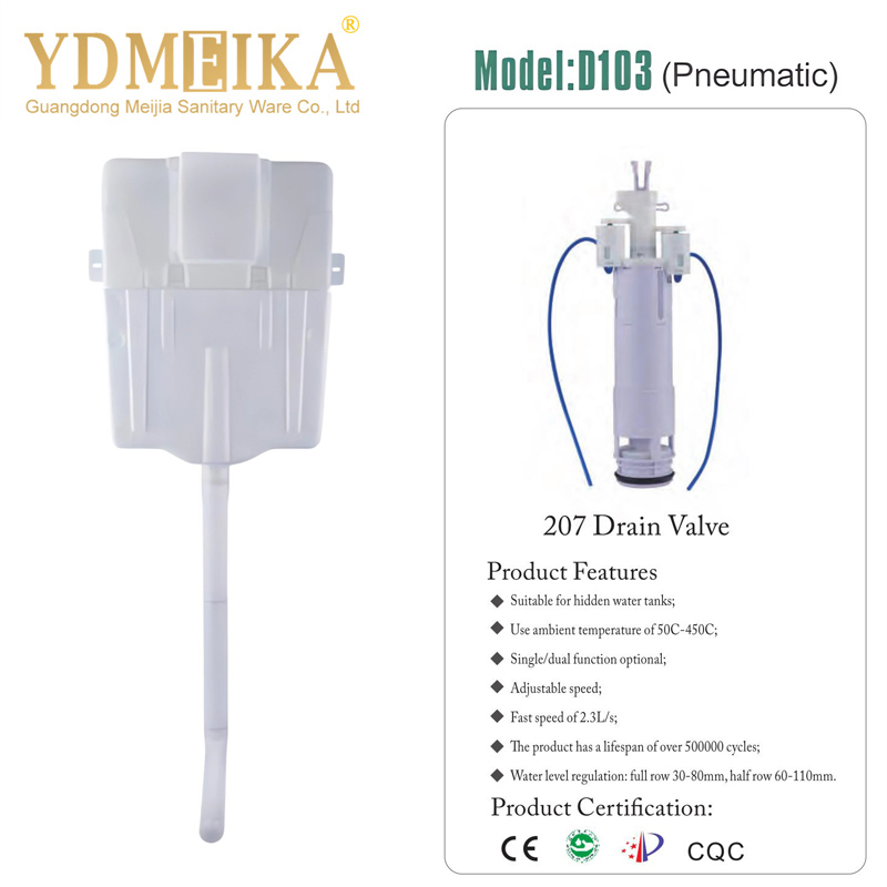 Pneumatic in Wall Hidden Toilet Water Tank HDPE Floor Mounted Tilet Concealed Flush Cistern