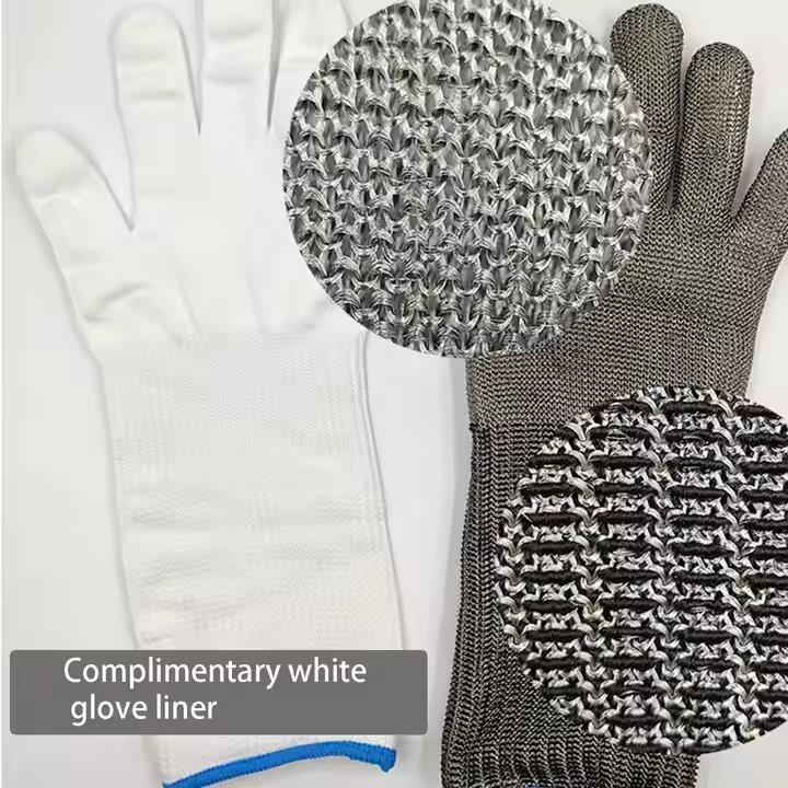 A9 Anti Inoxidable Oyster Shucking Butcher Protective Long Sleeve Safety Working Cut Resistant Metal Stainless Steel Wire Gloves