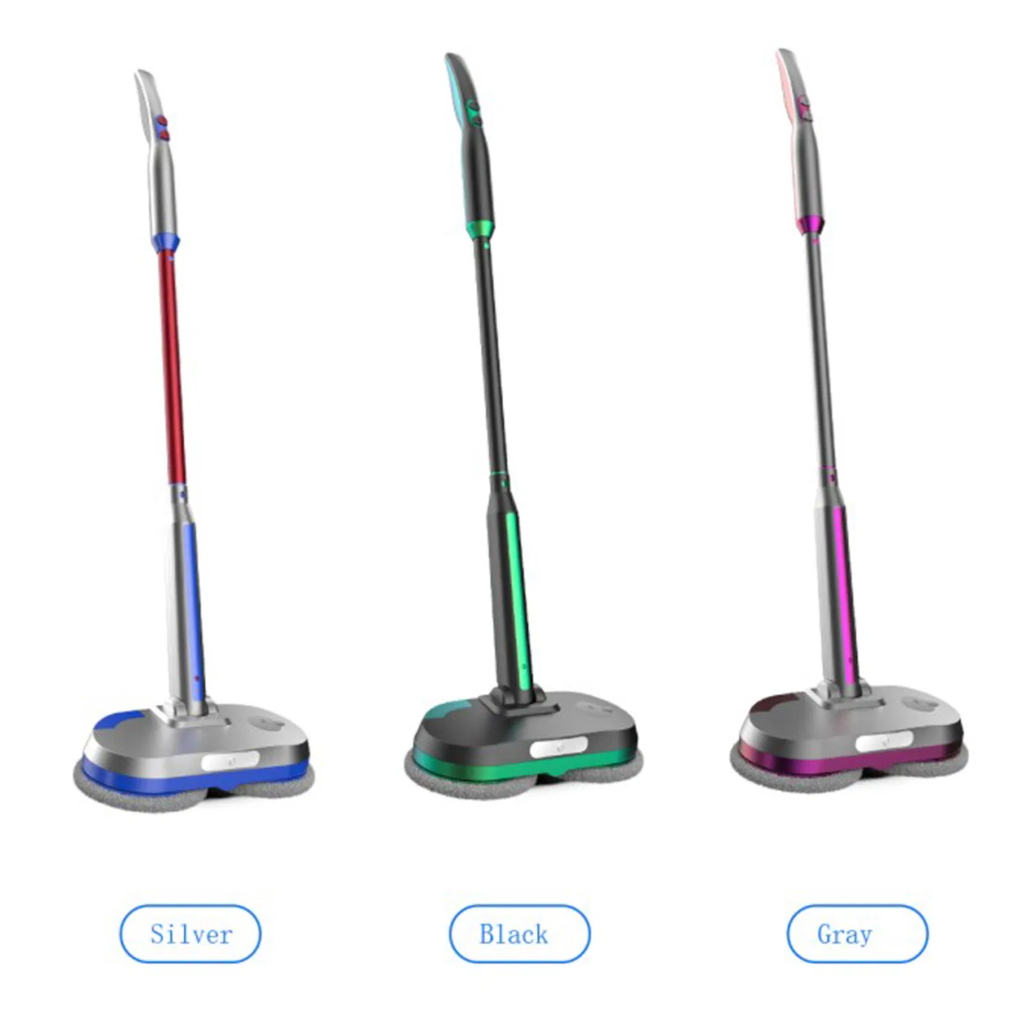 Electronic Dual Spin Mop and Polisher, Water Spray, Adjustable Height, LED Lights, Reusable Microfiber Pads for All Hard Surfaces