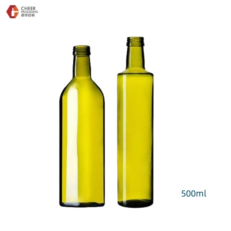 750ml Green Square Bottles Durable Lead Free Glass Oil Bottle
