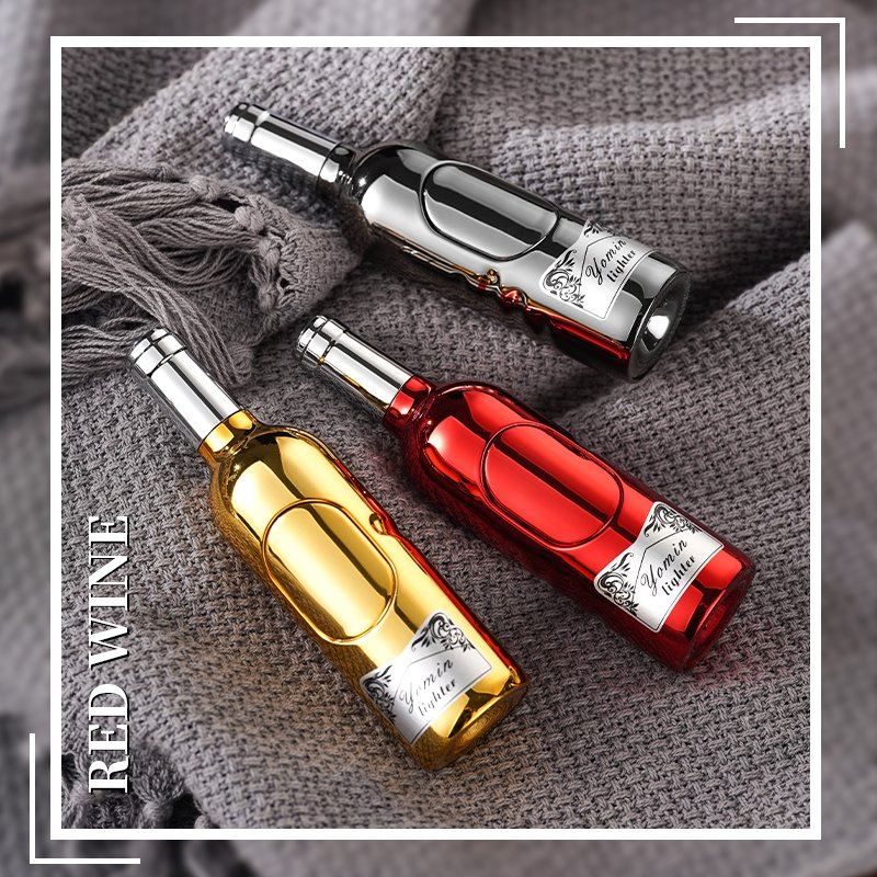 Creative Red Wine Bottle Design, Straight Flame Windproof Gas Lighter