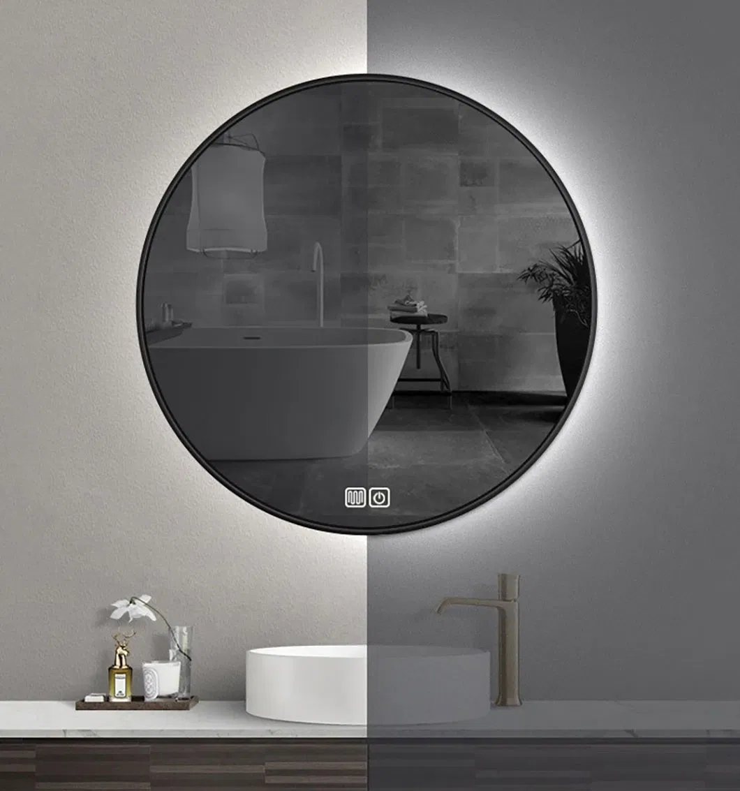 Hot Sale Classic Black Round Smart Multi-Function LED Mirror