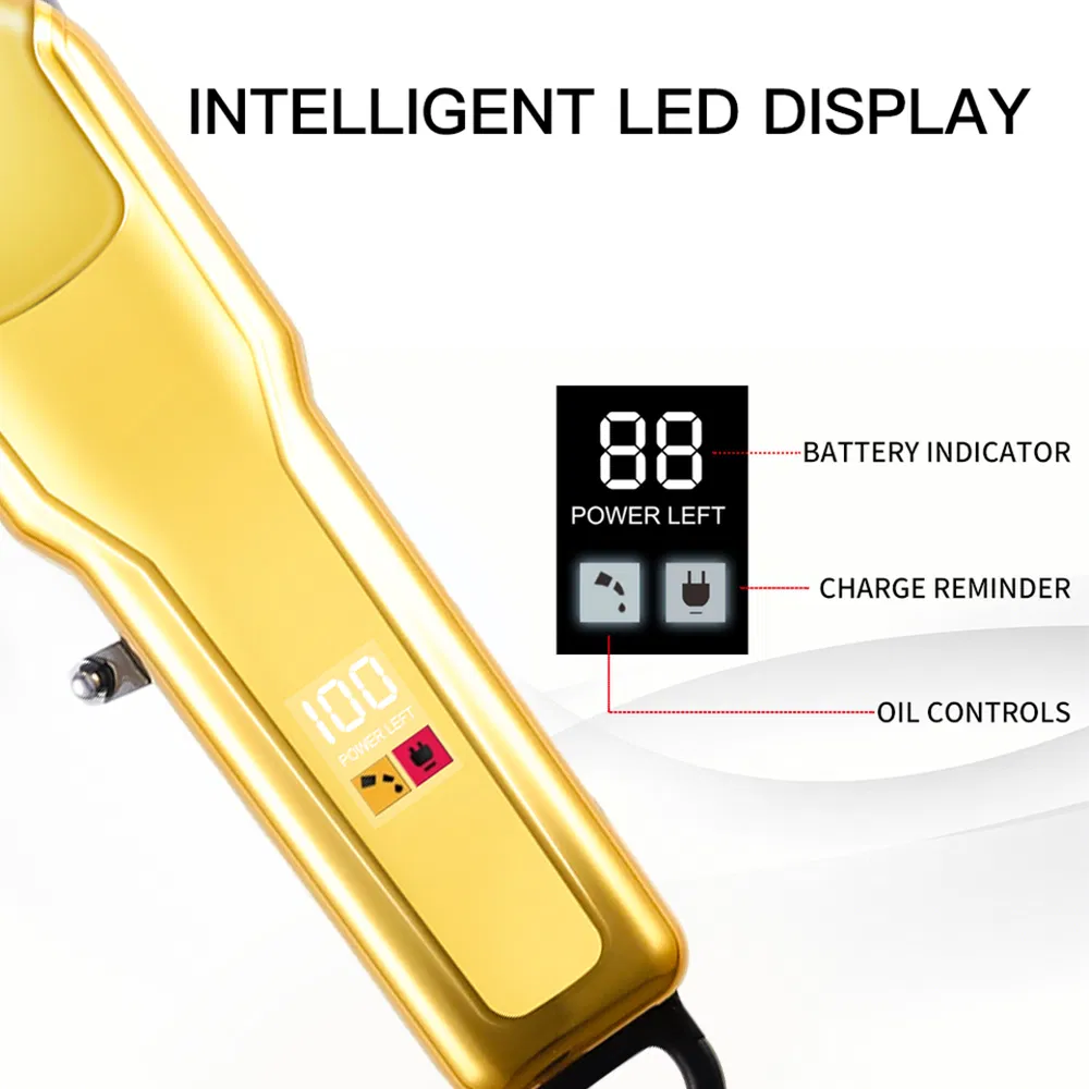 Professional Barber Lithium Battery Rechargeable T-Blade Hair Cut Machine Cordless Trimmer Electric Hair Clipper