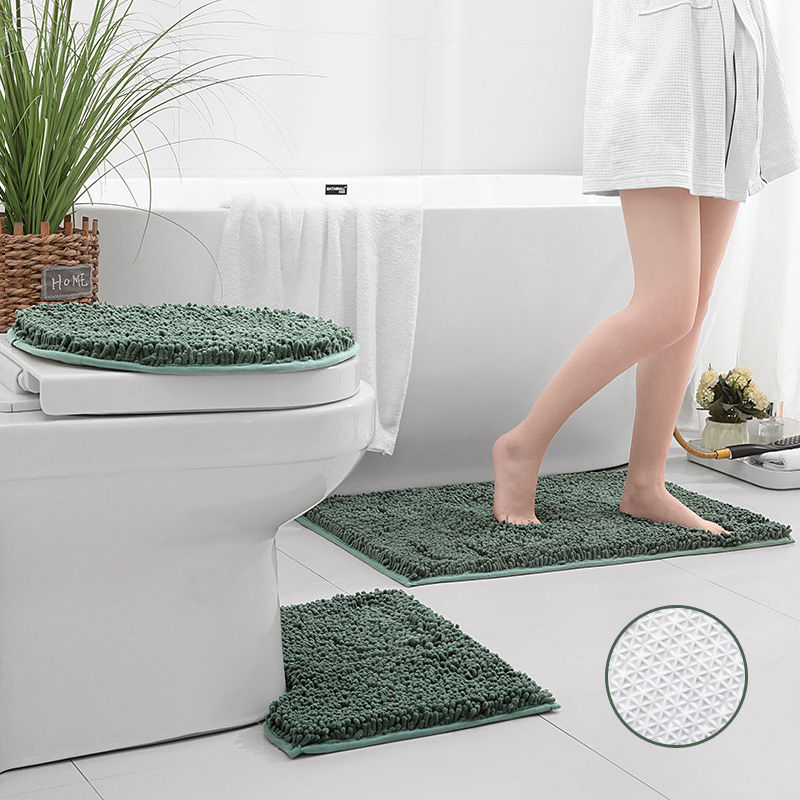 3PCS/Set Plush Bathroom Mat Set Home Soft Non-Slip Toilet Lid Cover Shower Bath Carpets Rug