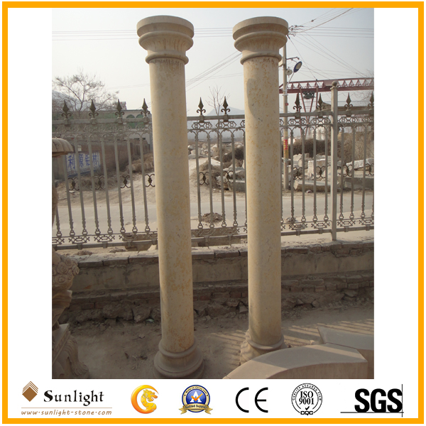 Skilled Carving Base, Roman Solid/Hollow Column with Stone Marble Granite Sandstone