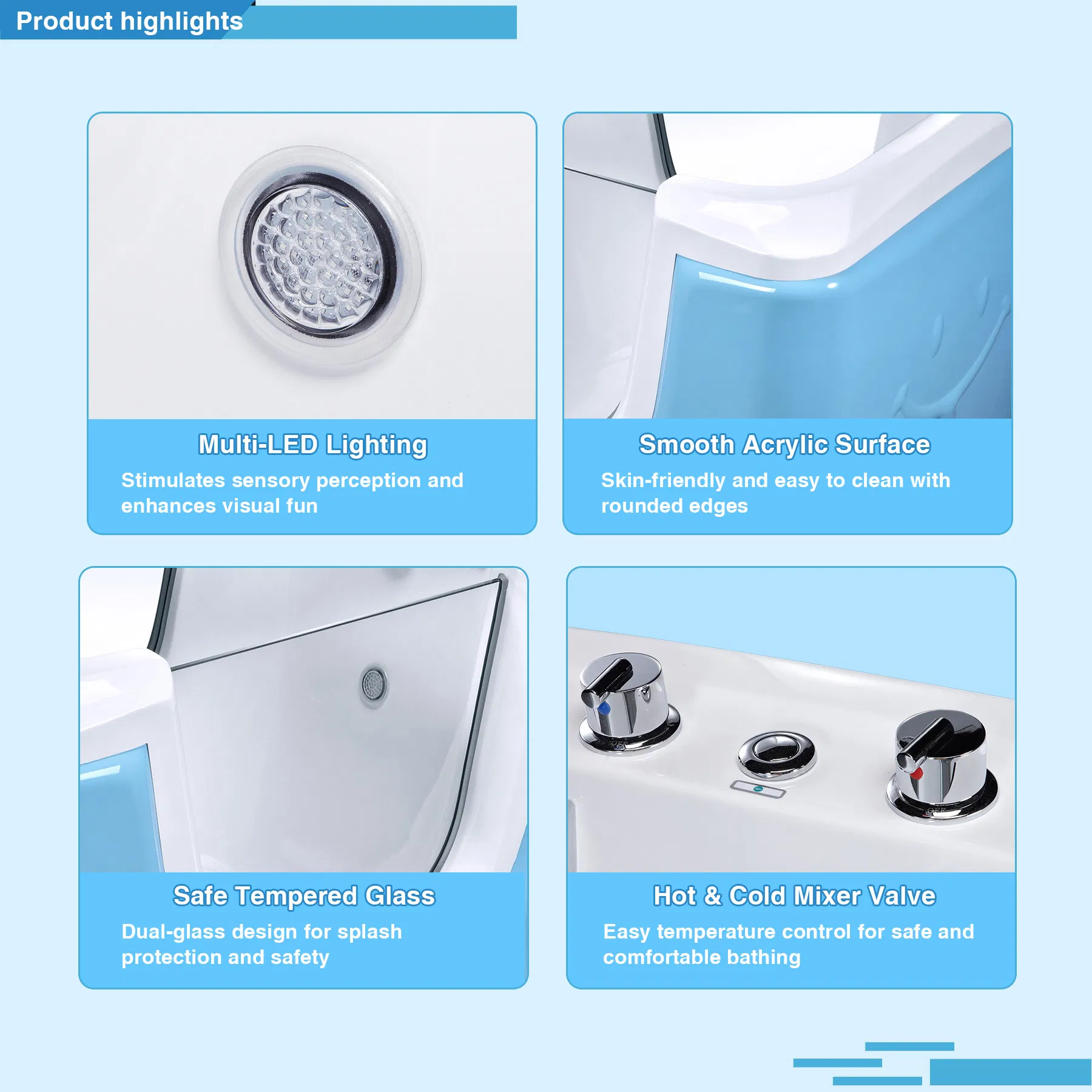 Детская акриловая ванна для спа с гидромассажем