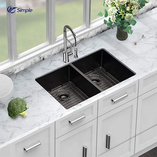 Commercial Black Double Bowl Kitchen Sink Stainless Kitchen Sink