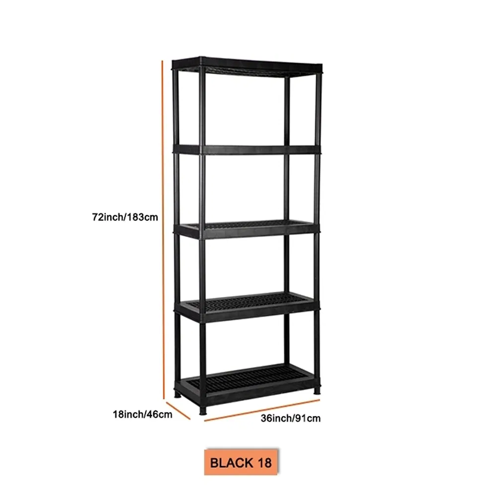 Adjustable Layer Height Black 18 OEM ODM Custom Plastic Storage Rack Shelf
