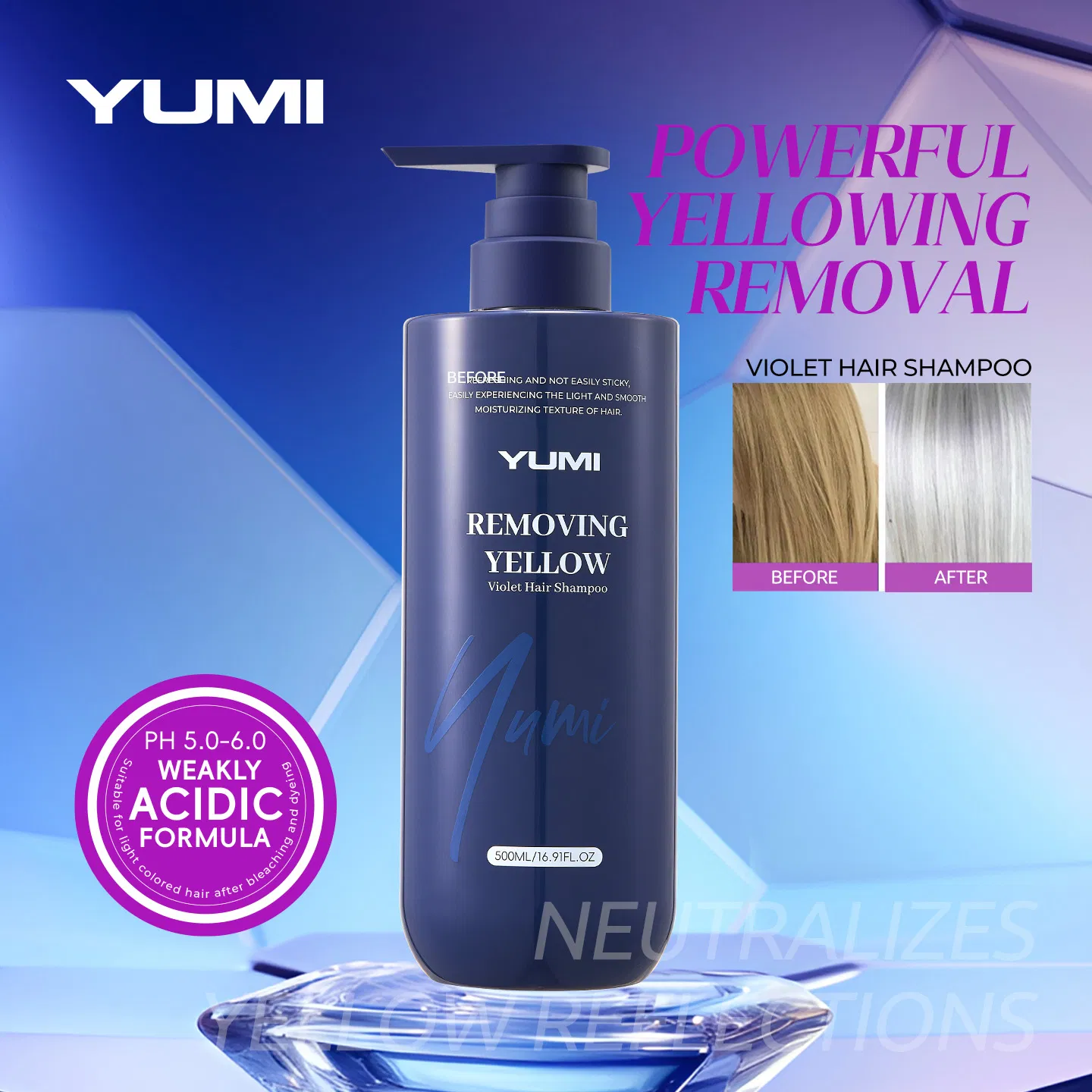 Customized Factory Private Label Purple Hair Care Color Removal Shampoo Anti Yellow