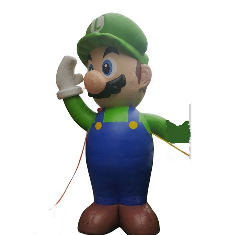 Custom Size Outdoor 7m Tall PVC Super Mario Cartoon Jumbo Inflatable Model Luigi for Advertising Inflatable Bouncer