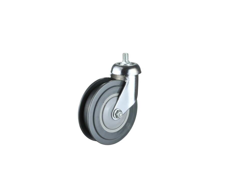 5 Inch Shopping Cart TPE Caster Swivel Thread Stem Castor Trolley Wheel