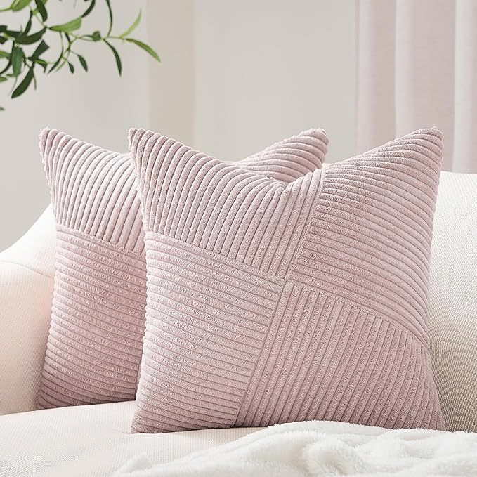 Cream Color Striped Field Shaped Corduroy Sofa Decorative Cushion for Winter Warmth and Soft Pillow Cover