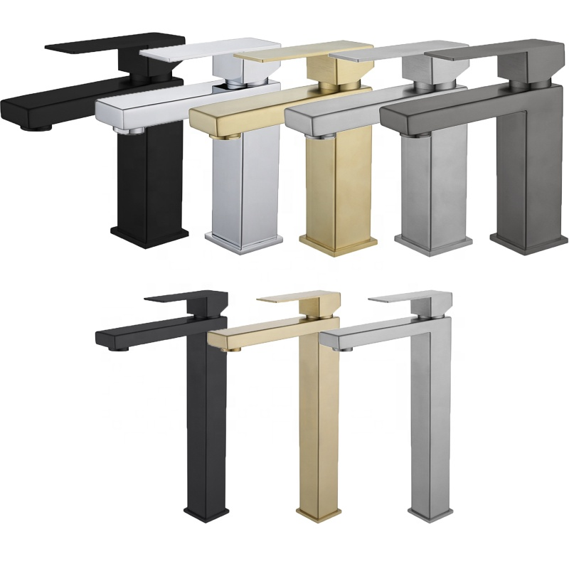 Grey Brushed Bathroom Faucet Single Hole Deck Mounted Basin Brass Mixer Tap