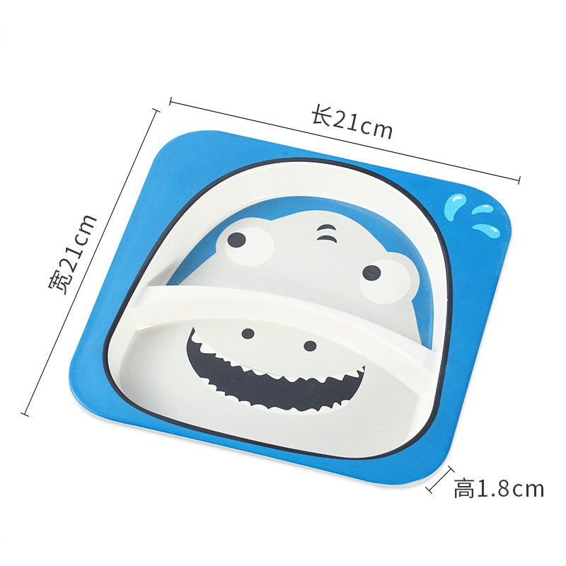 Square Shape 2 Compartment 8.3inch Food Dinner Plate for Children