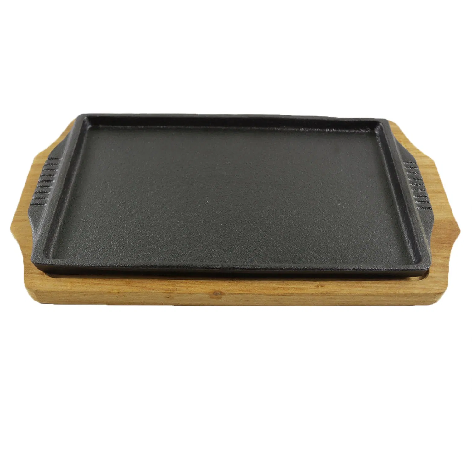 Чугунная сковорода с деревянной подставкой