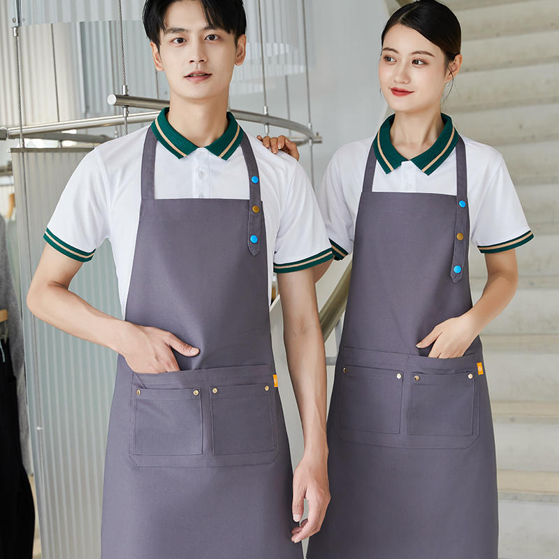 Csjd-F2305#Polyester-Cotton Canvas Kitchen Dirt-Resistant and Wear-Resistant Halterneck Adjustable Apron