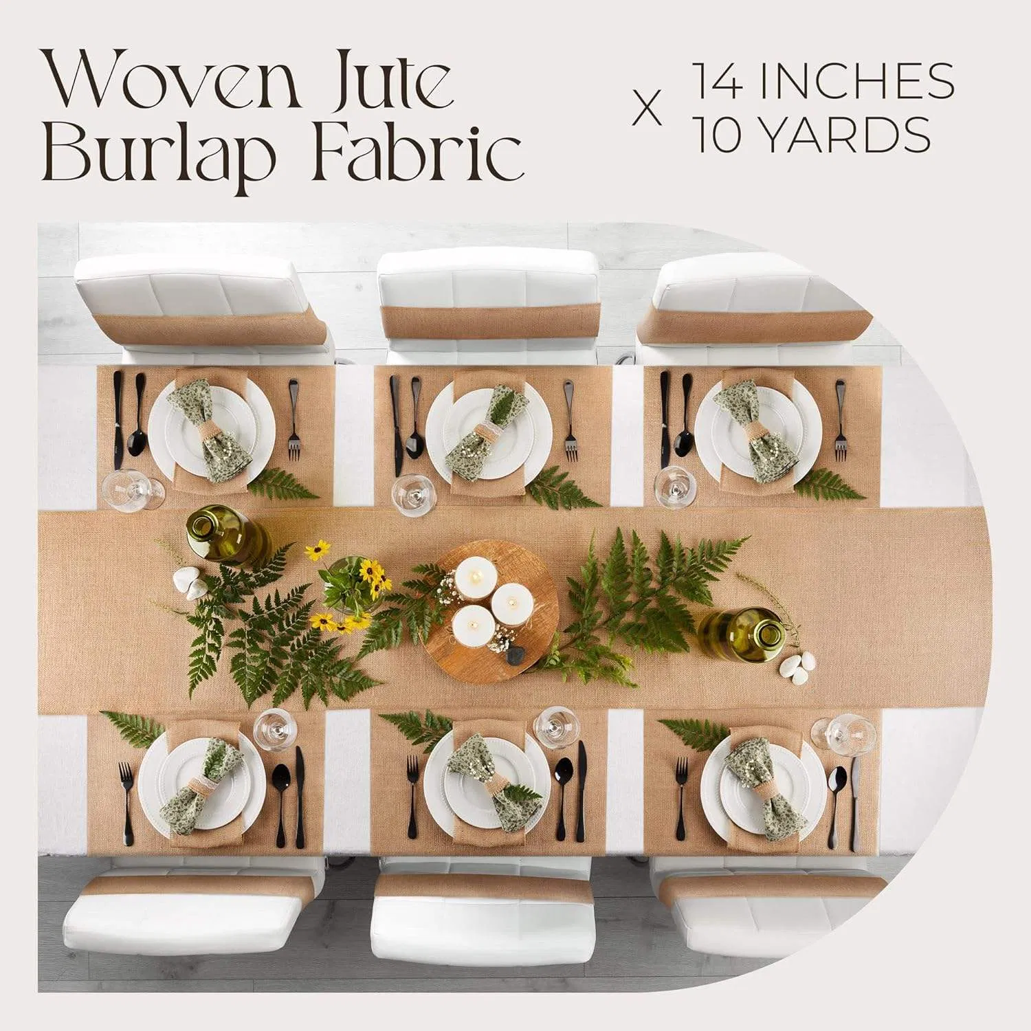 Vintage Burlap Table Runner 12 Inches Rectangle 10m 100% Jute for Wedding