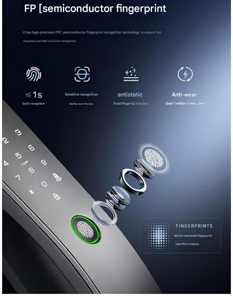 Multi Language Visual Intercom Smart Lock 3D Face Recognition Intelligent
