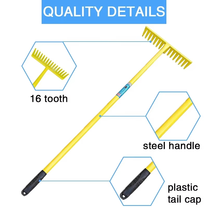 OEM Customizable Farming Tool Garden Grass Rake Leaf Lawn Rake