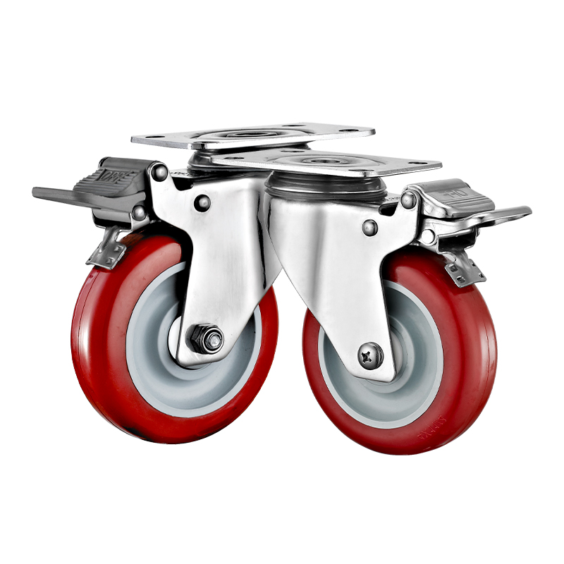 3"4"5" Stainless Steel High Quality PU Wheels Anti-Rust Trolley Caster Wheels Rust-Resistant Casters