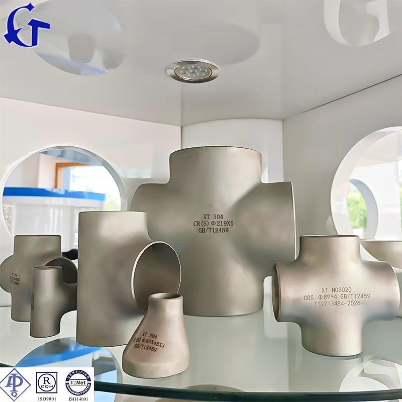 China Factory Direct Selling Large Diameter Stainless Steel SS304/SS316 /321 Material Top Quality High Pressure Equal Reducing Butt Weld Pipe Fitting Cross