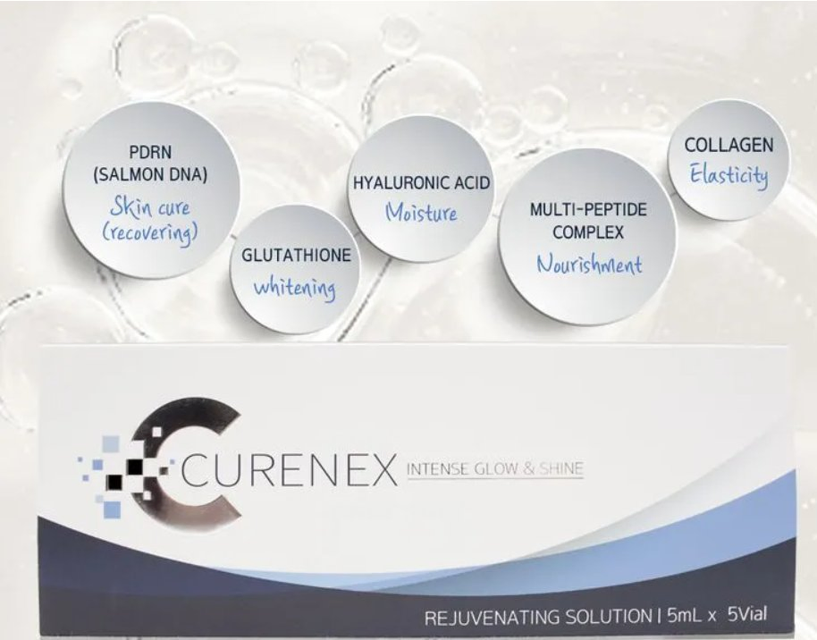 Pdrn+Glutathione+Peptides+Collagen+Ha Fillers Curenex Glow Korea Advanced Skin Booster Hyaluronic Acid Injection for Skin Whitening Hydration Cell Recover