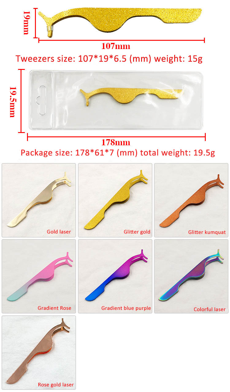 Rose Gold Lashes Tweezers Lashes Applicator Tweezer Private Label Eyelash Tweezers