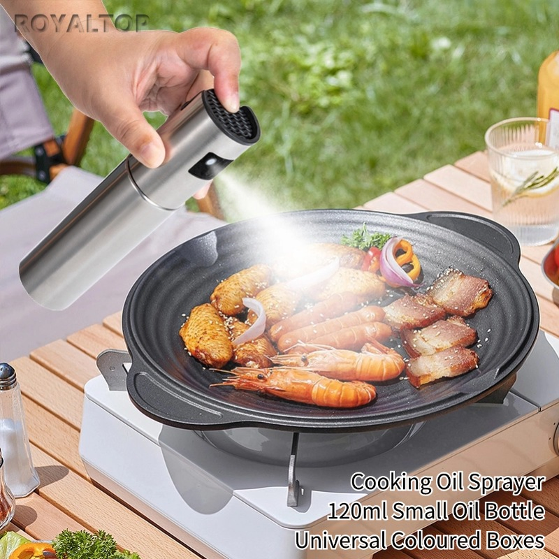 Kitchen Stainless Steels Spray Dispenser Cooking Camping BBQ Baking Roasting 120ml Olive Oil Sprayer Lead-Free Glass Bottle